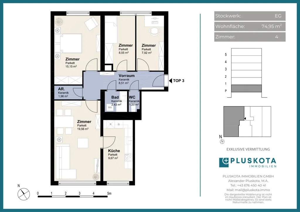 Plan - Modernised 4-Bedroom Flat in Central Location