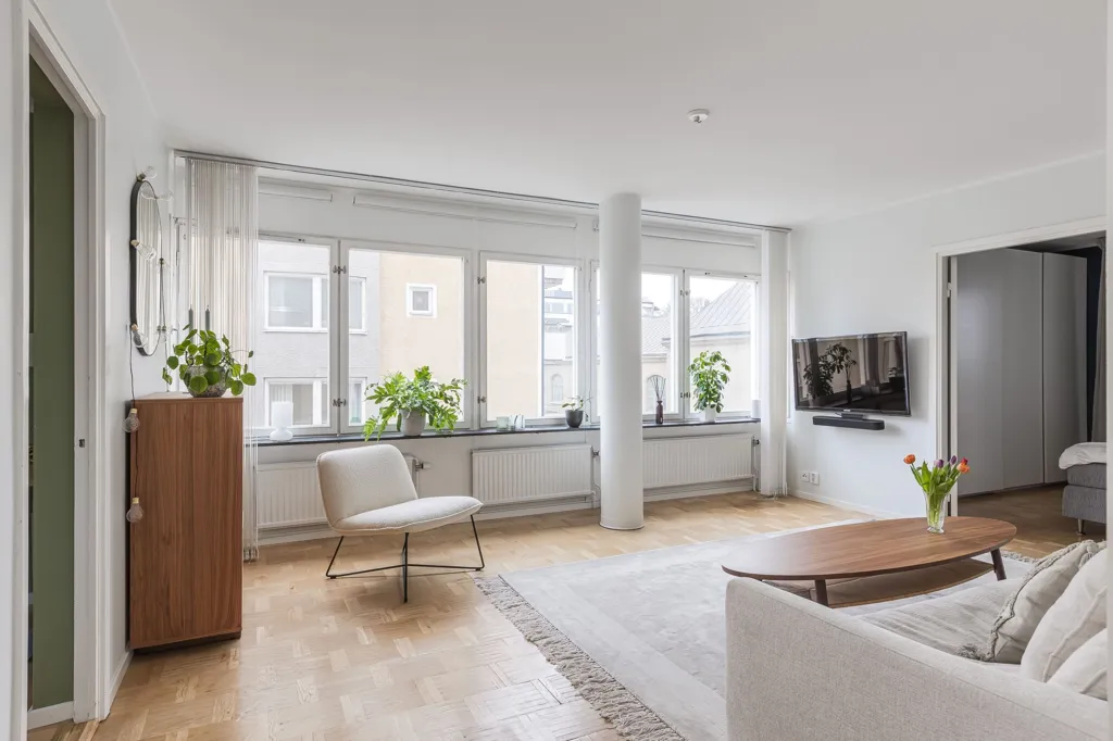 Living Room - Renovated Apartment with Balcony in Central Linköping