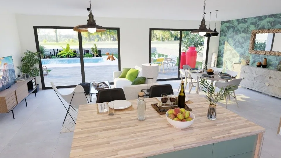 Cucina - Contemporary Villa with Flat Roof in Jaujac
