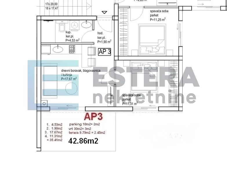 Planimetria - Studio Apartment with Garden in Drage, Pakoštane