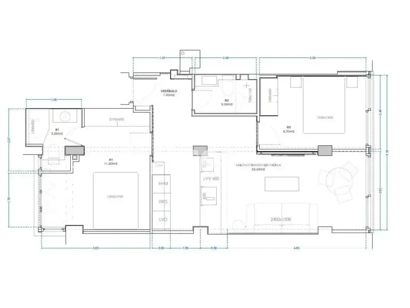 Planimetria - Modern Flat with High-End Finish in Ciudad Lineal