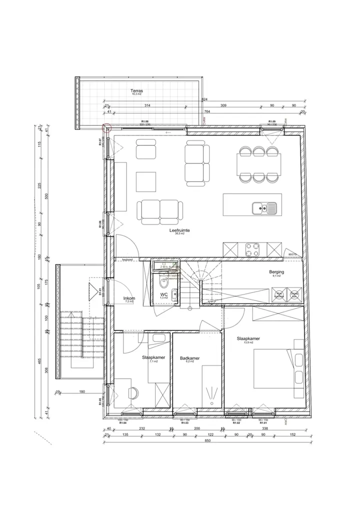 Plan - Appartement Énergétique avec Terrasse à Oudegem