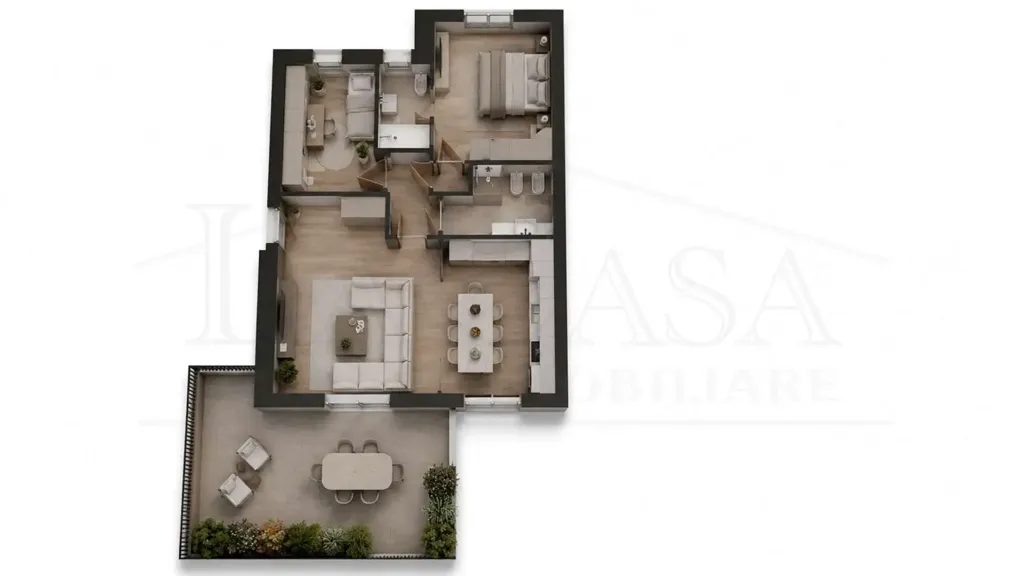 Plaan - Contemporary Trilocale with Terrace in Cellatica