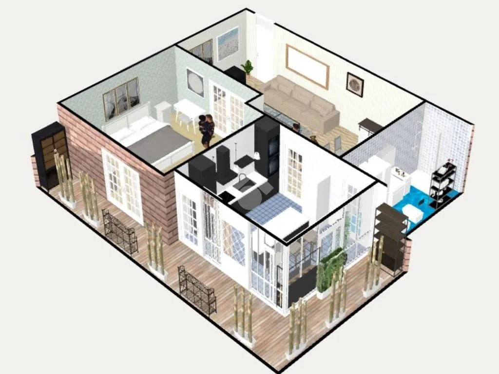 Plan - Spacious Studio with Balcony in Rome