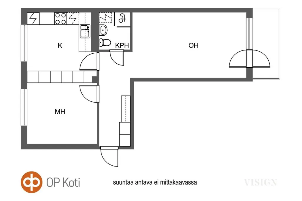 Plan - 2-Bedroom Apartment with Balcony in Helsinki