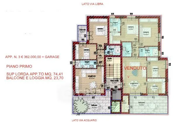 Plan - Trilocale with Balcony in Rimini