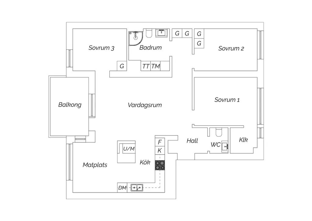 Plan - Apartment with Large Balcony in Västra Hamnen