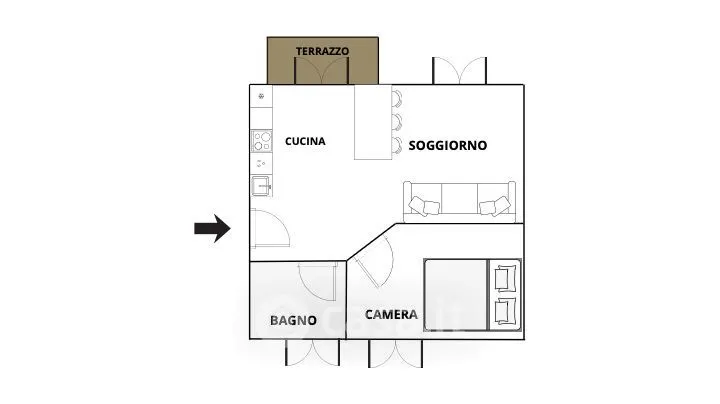 Planimetria - Rustic Bilocale with Panoramic Terrace in Valdidentro