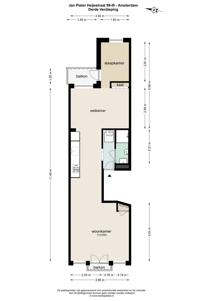 Plaan - 2-Bedroom Apartment with Balcony in Oud-West