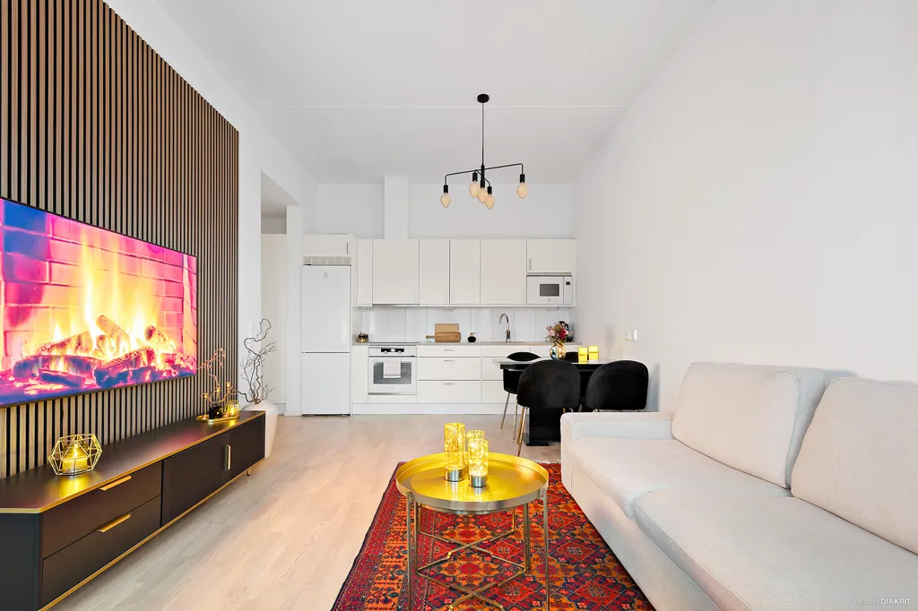 Living Room - 2-Bedroom Apartment with Balcony in Bromstensstaden