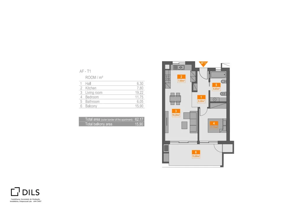 Plan - T1 Apartment with Balcony in Praia da Rocha
