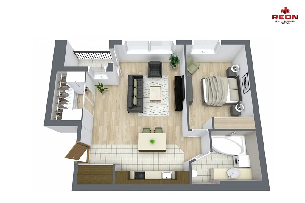 Plan - Spacious Two-Bedroom Flat with Balcony in Vilnius