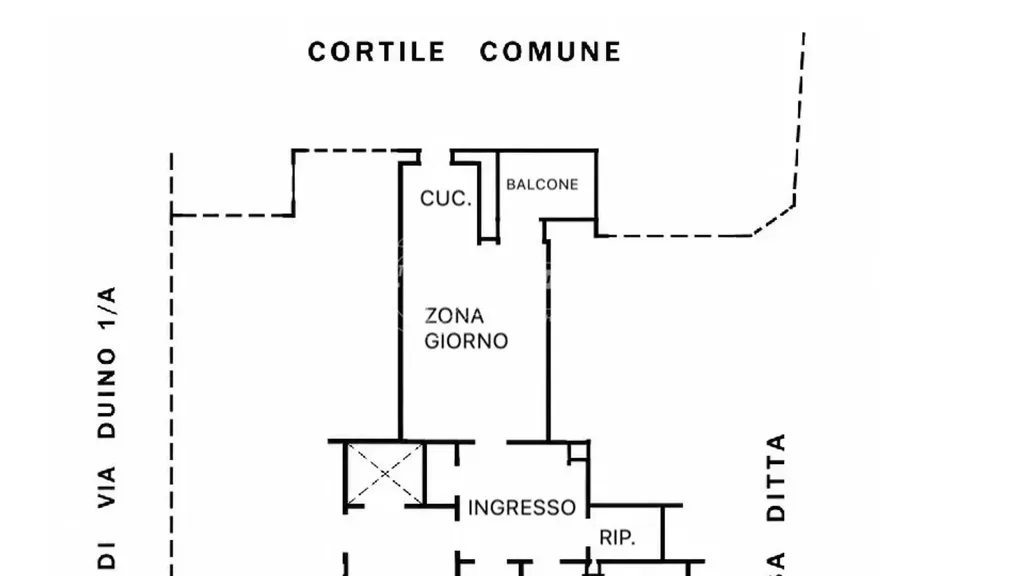 Plan - Rear-Facing Flat with Balcony in Turin