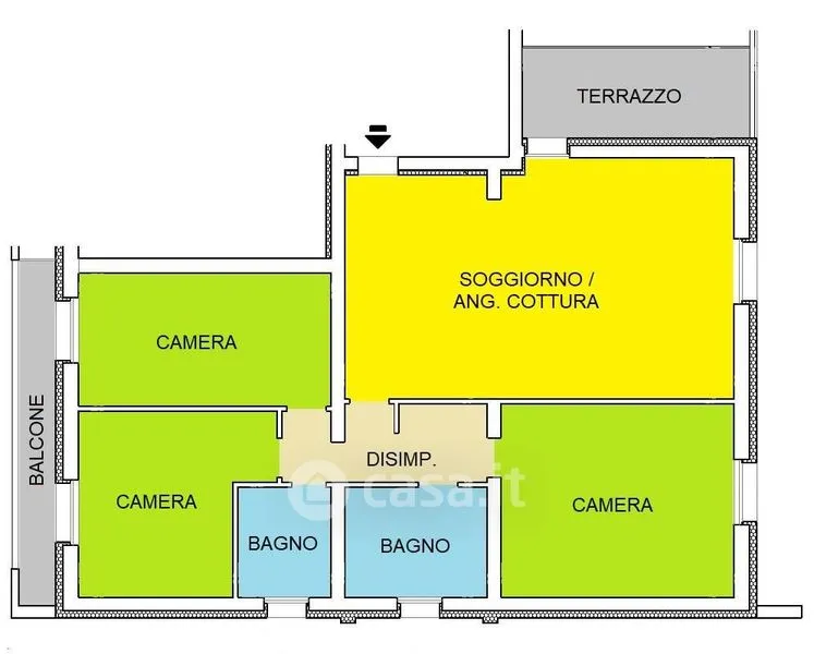 Plaan - Quadrilocale with Balcony in Piacenza