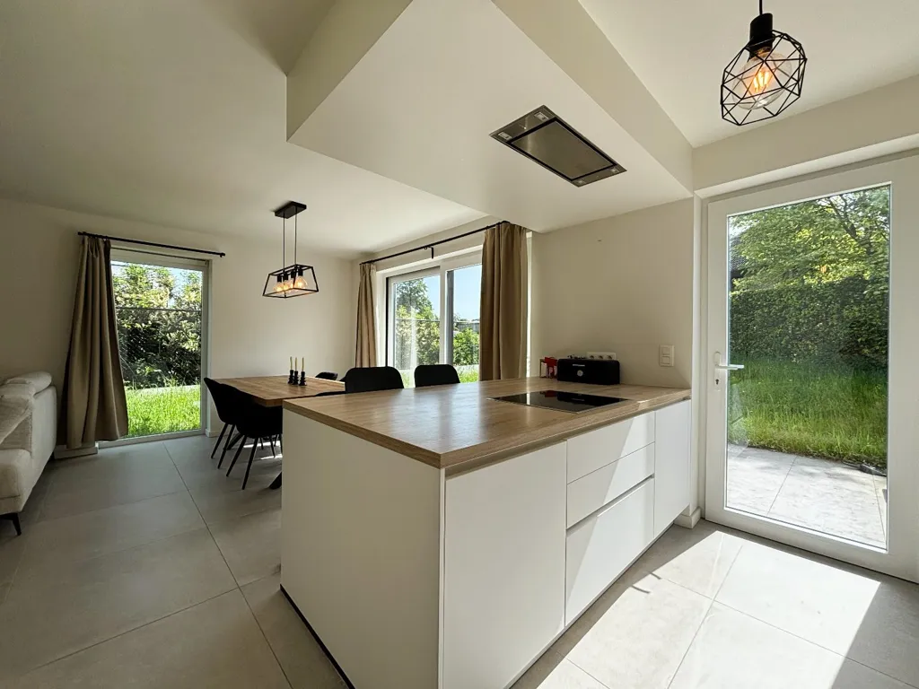 Kitchen - Modern Open-Plan House with Garden in Berlare