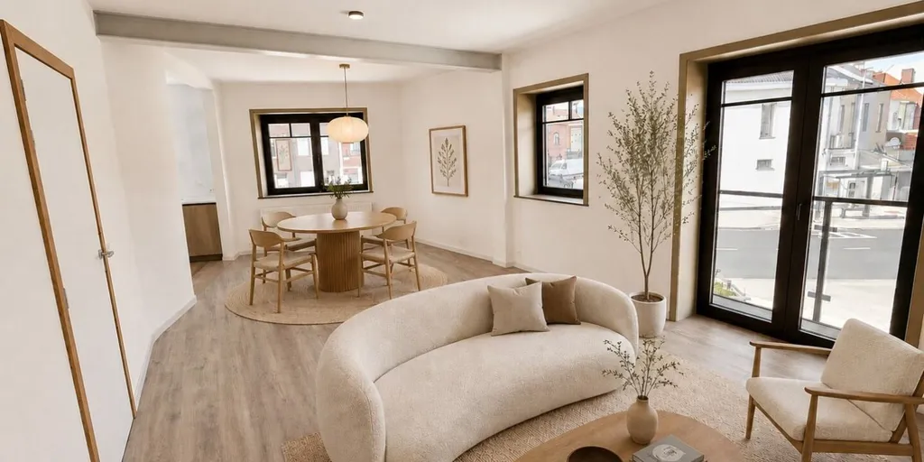 Séjour - Appartement énergétique avec terrasse à Kortrijk