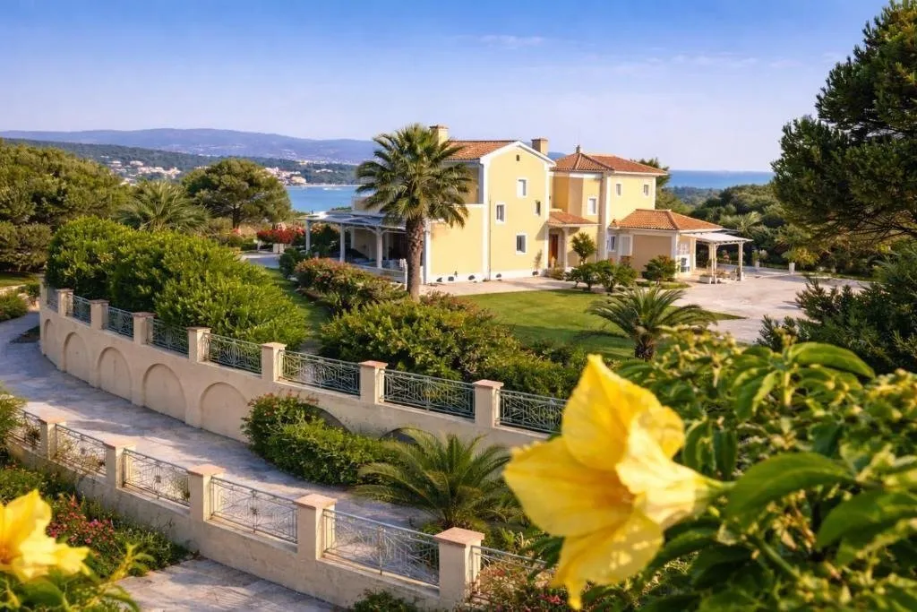 Aerial - Luxury Villa with Panoramic Views in Argostoli