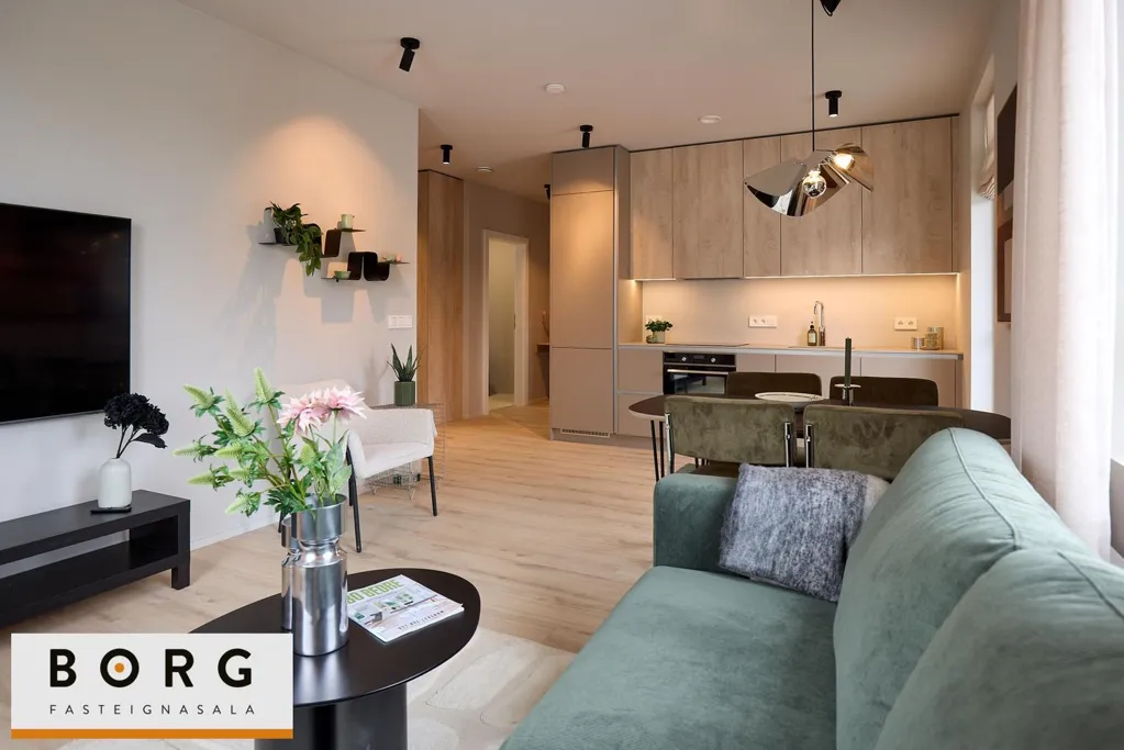 Salón - New 2-Bedroom Apartment with Elevator in Hafnarfjörður