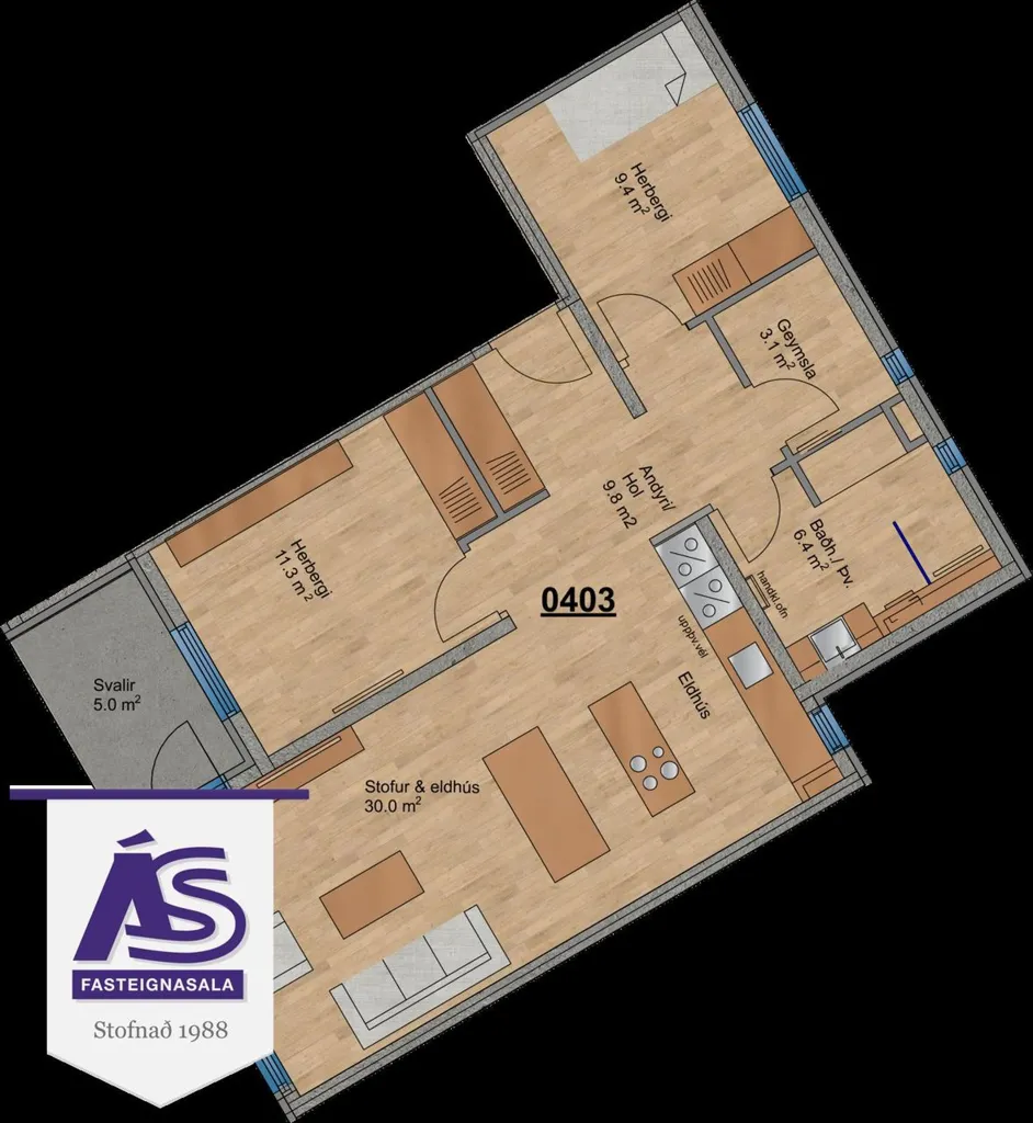Planimetria - Apartment with Sea View in Hafnarfjörður