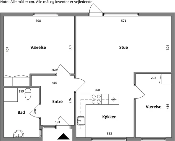 Planimetria - Bright Flat with Three Rooms in Holmegaard