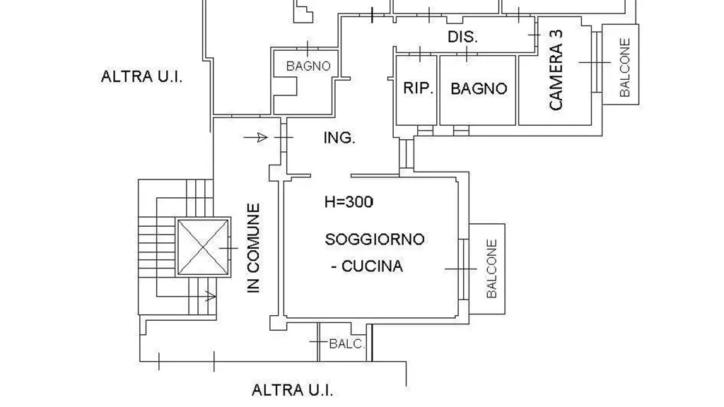 Plan - Rearfacing Apartment with Balconies in Senigallia