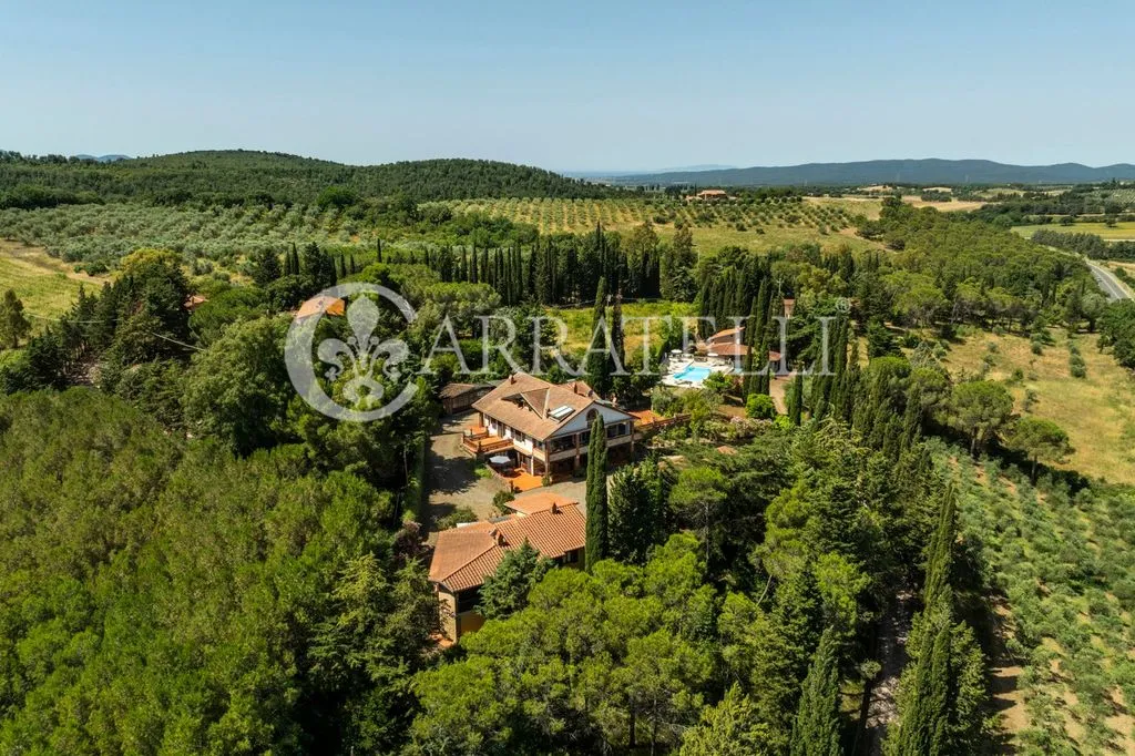 Vue aérienne - Luxury Villa with Panoramic Pool near Massa Marittima