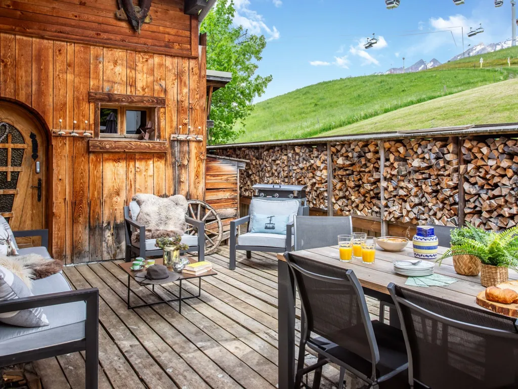 Terrace - Chalet with Ski-in/Ski-out Access in La Clusaz