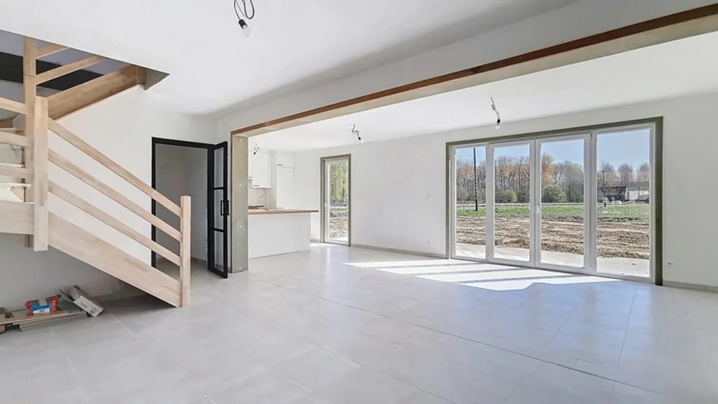 Séjour - Villa Neuve avec Vue Campagne à Saint-Ghislain
