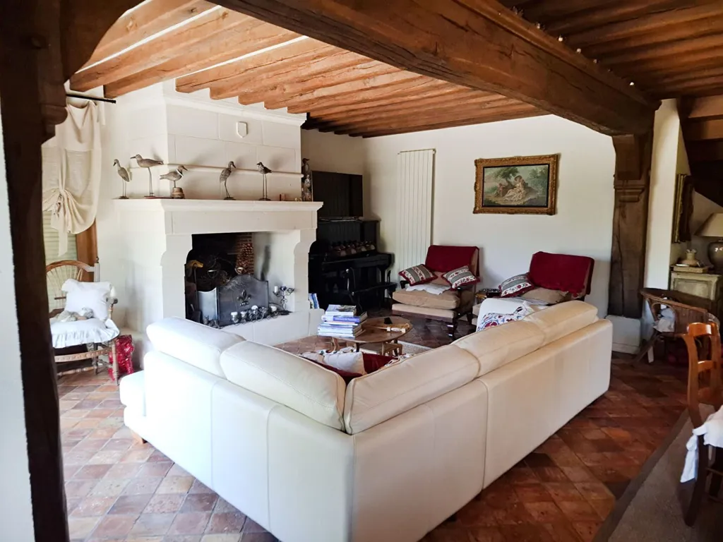 Living Room - Norman House with Pool in Beuvron En Auge