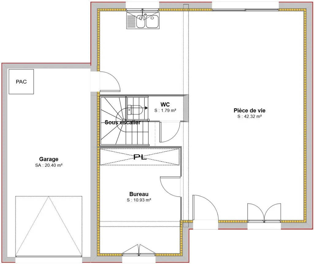 Plaan - New 6-Piece House with Garden in Dompierre-sur-Veyle