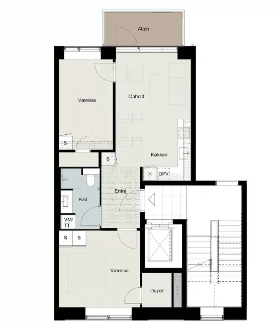 Plaan - Apartment with Balcony in Banebyen