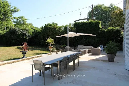 Terrace - Luxury Manor with Pool in Bordeaux Region