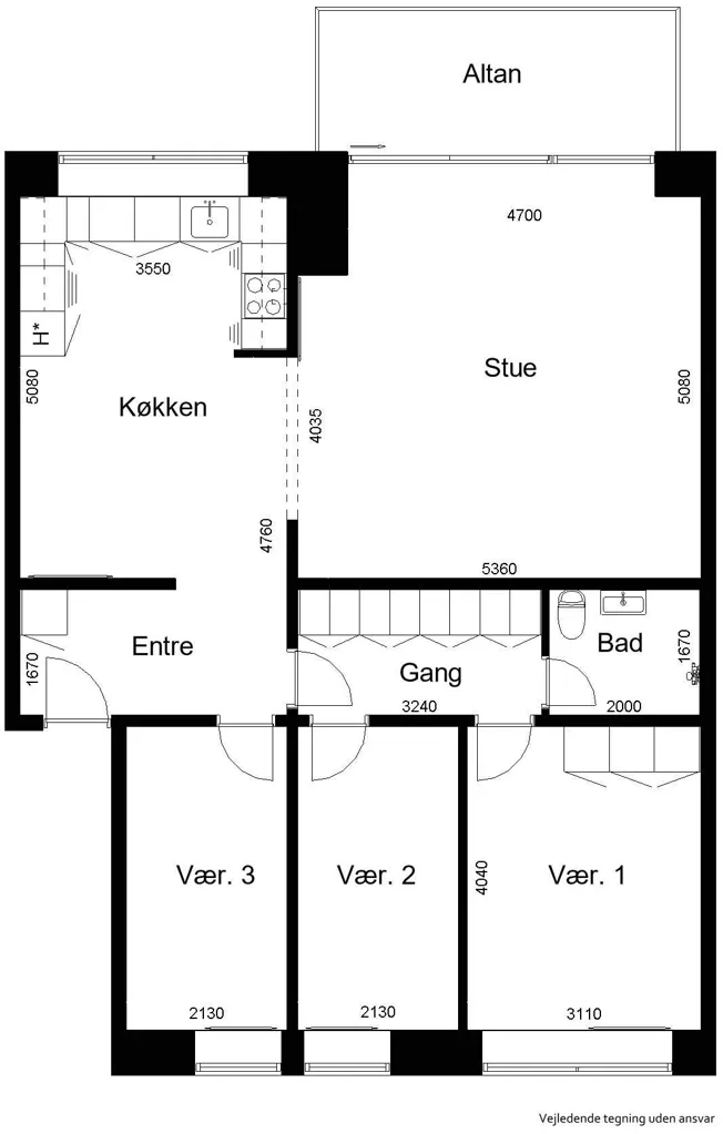 Planimetria - Apartment with Balcony in Grenaa