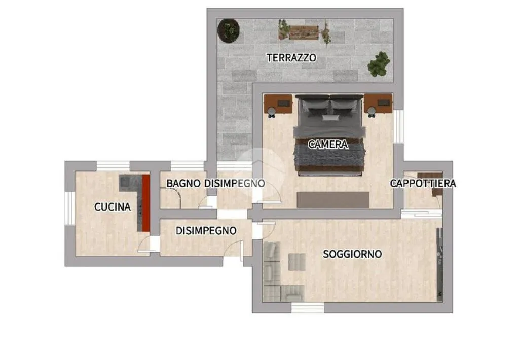 Plan - Modernised Two-Bedroom Apartment in Palermo