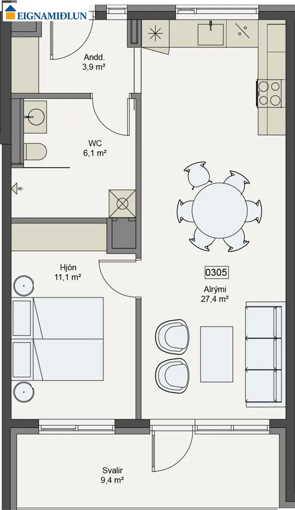 Appartement 2 pièces à Selfoss