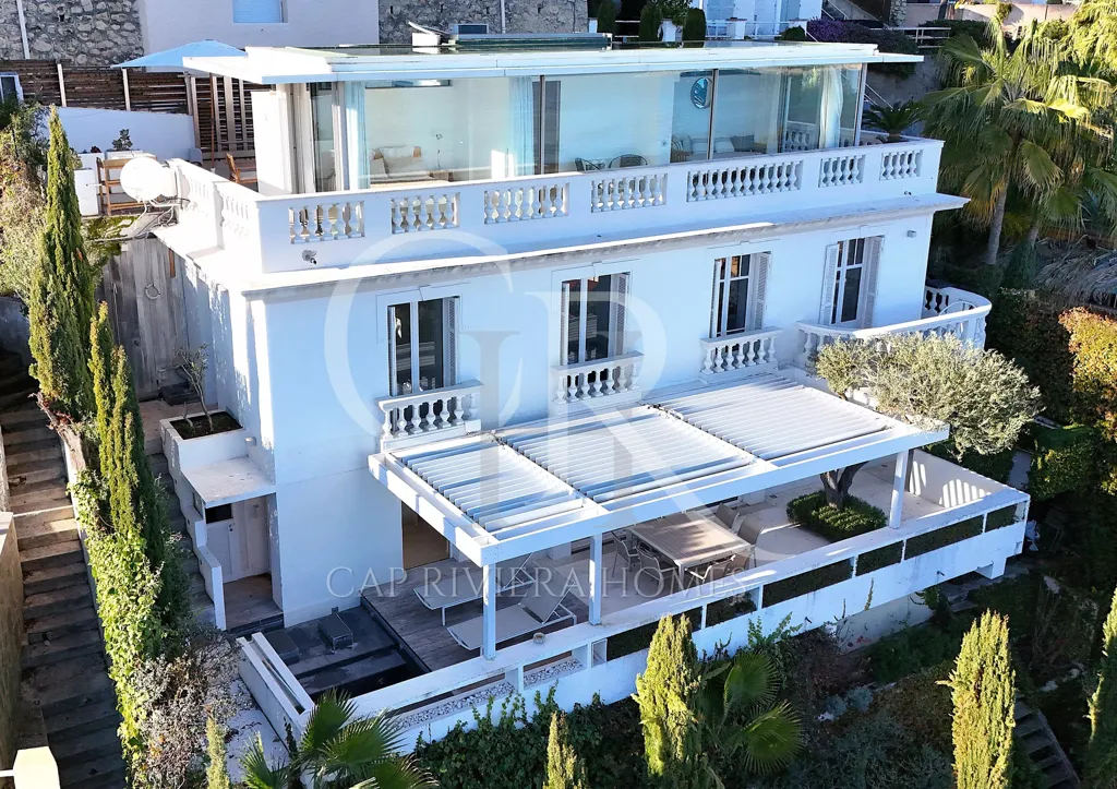 Vue aérienne - Maison Vue Mer avec Piscine à Eze