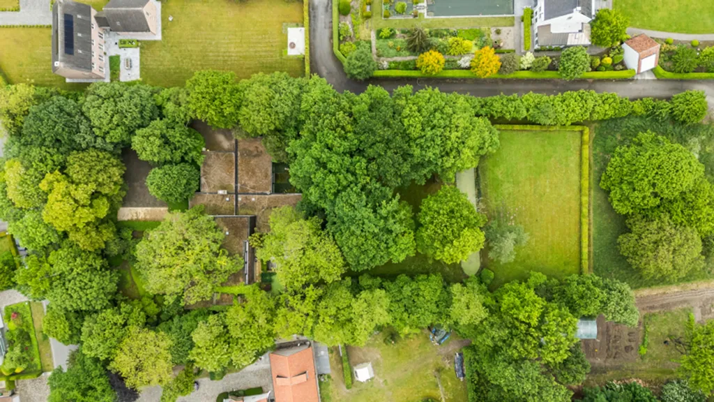 Vue aérienne - Villa Architecturale avec Vue sur le Paysage à Meulebeke