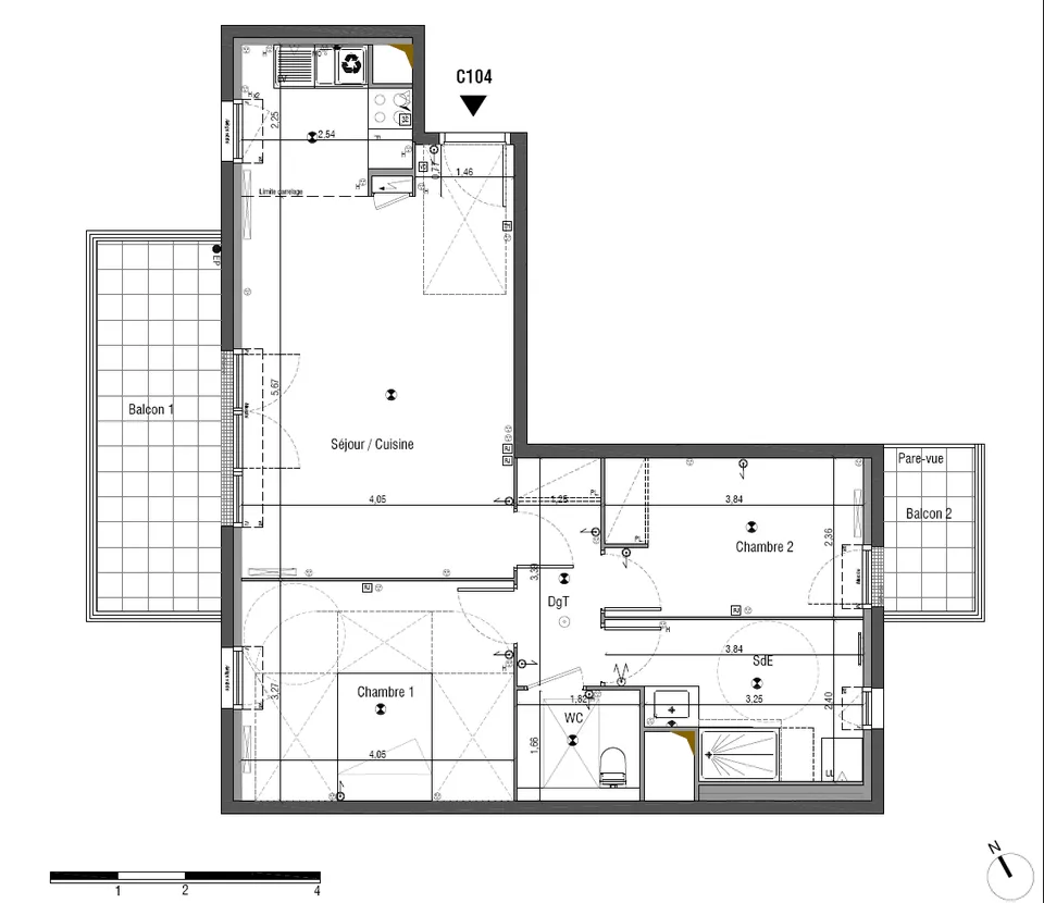 Plan - Appartement Récent avec Vue Parc à Bois-Colombes
