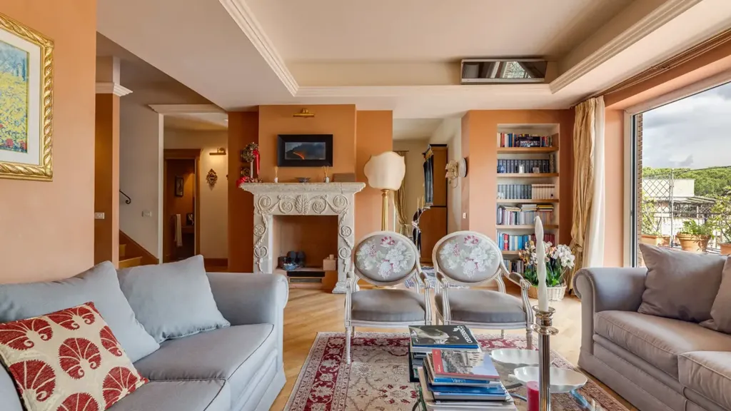 Séjour - Penthouse with Terraces in Rome