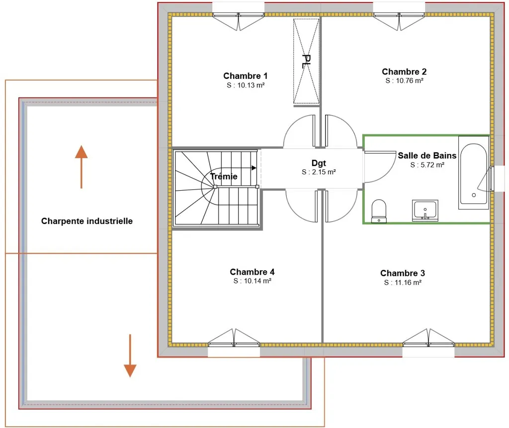 Plaan - New 6-Piece House with Garden in Dompierre-sur-Veyle