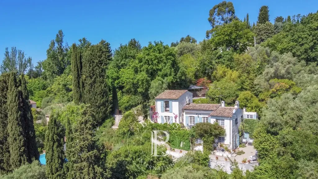 Vue aérienne - Villa Provençale avec Vue Panoramique à Opio