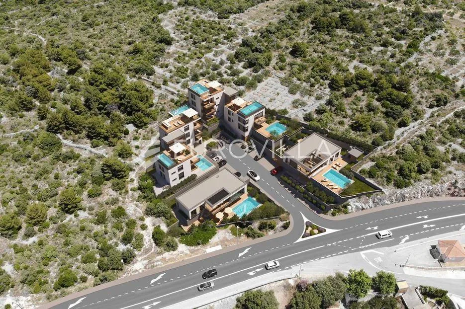 Vue aérienne - Two-Bedroom Apartment with Sea View in Primošten