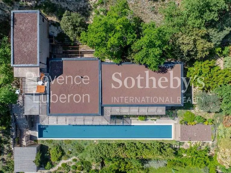 Vue aérienne - Maison Conçue par Architecte avec Piscine à Malemort-du-Comtat
