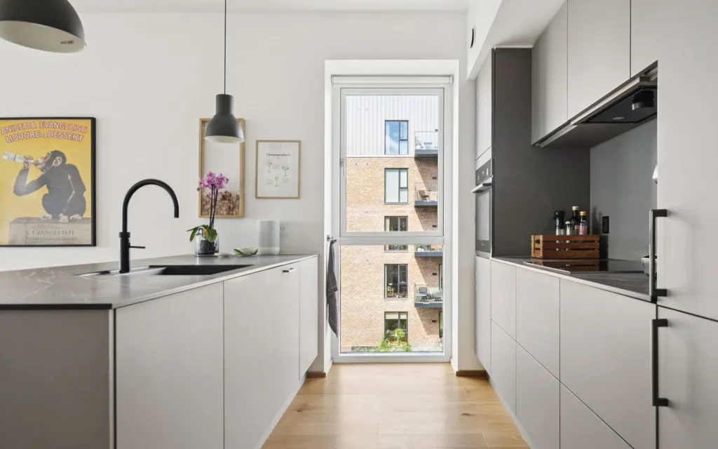 Cucina - Apartment with City View in Nørresundby