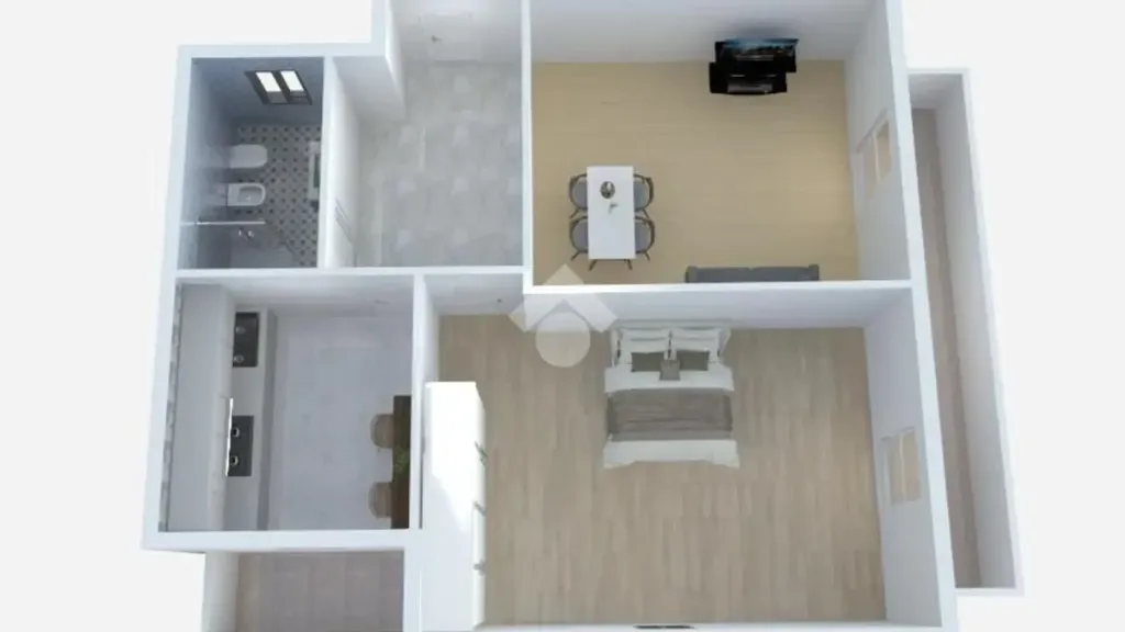 Plan - Two-Bedroom Apartment with Balcony in Rome