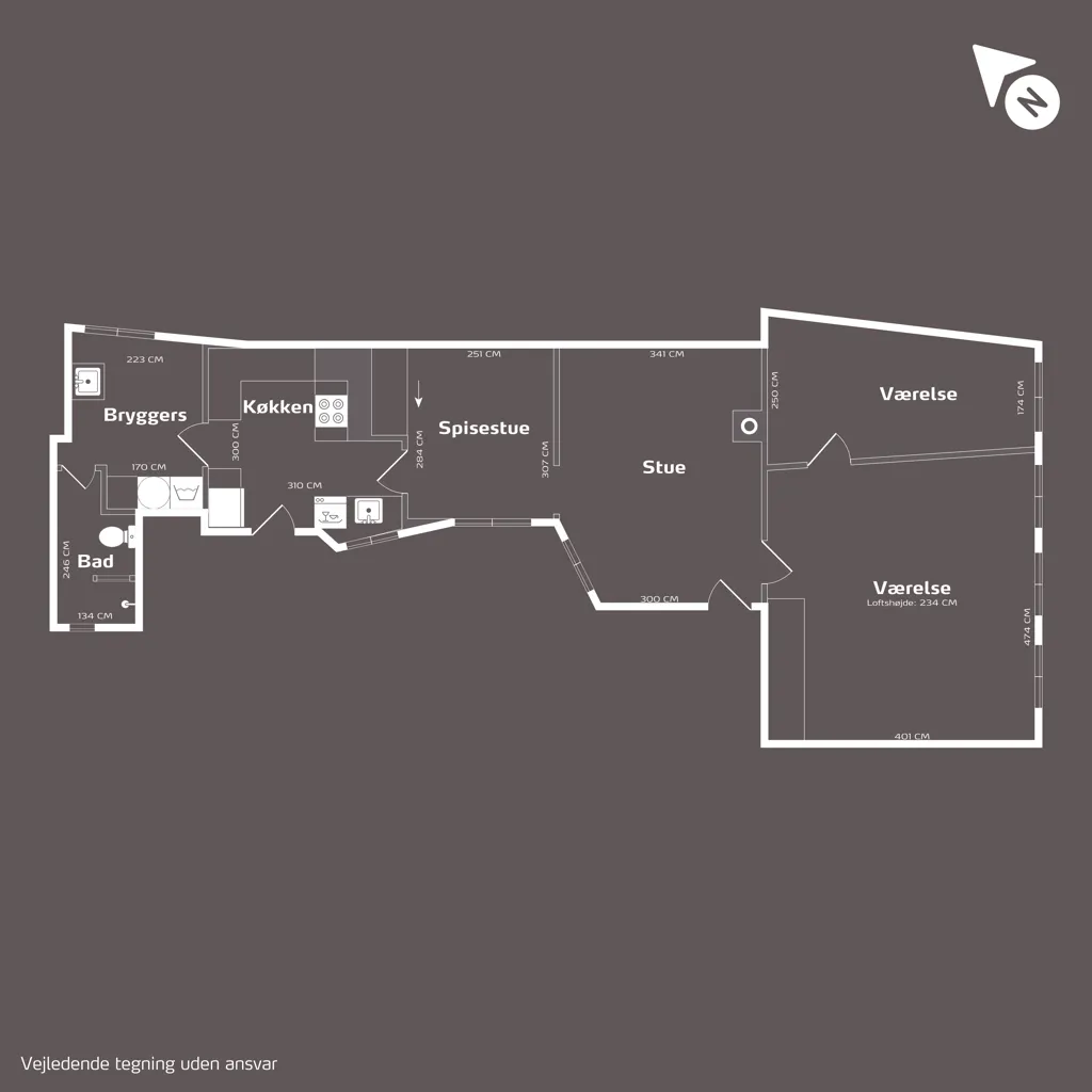 Plan - Historic Flat with Original Features in Copenhagen