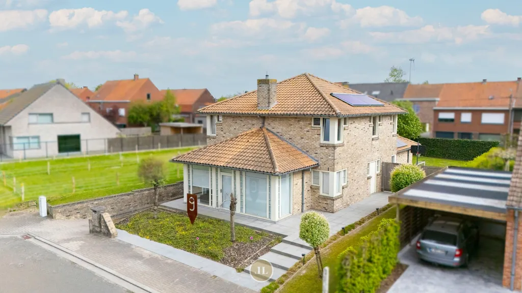 Aerial - Villa with Office Space and Solar Panels in Menen