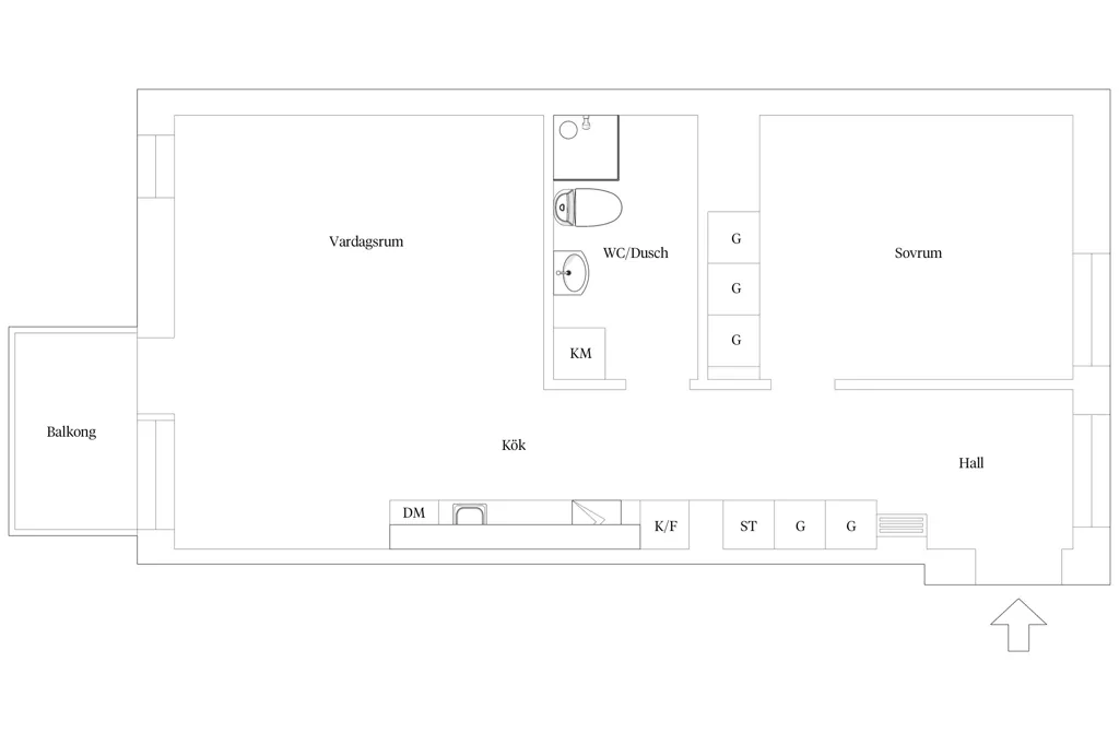 Plan - Modern Flat with Balcony in Norra Sorgenfri