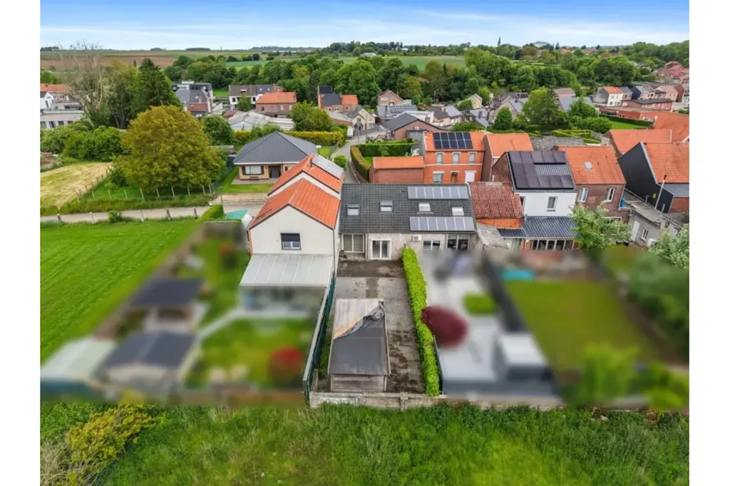 Vue aérienne - Maison avec Terrasse et Jardin à Riemst