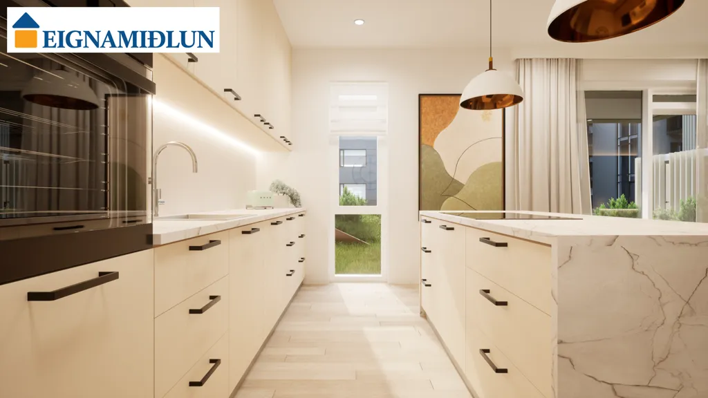 Cuisine - 5-Bed Apartment with Balcony in Álftanes
